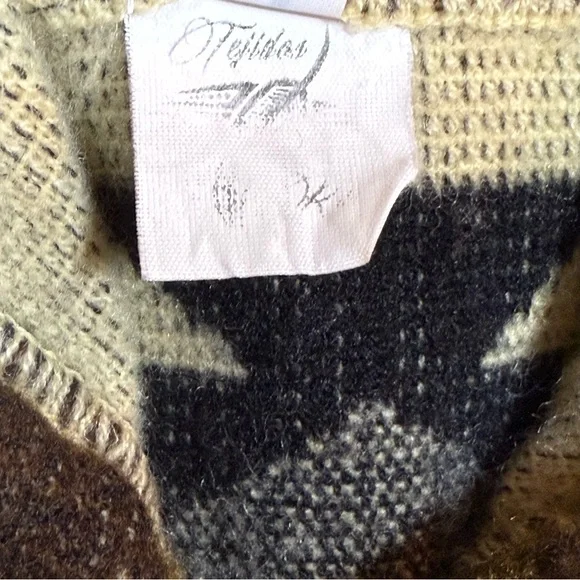 VINTAGE Unisex Men's Native American Southwestern Zip Up Sweater sz Sm Alpaca - Picture 3 of 8